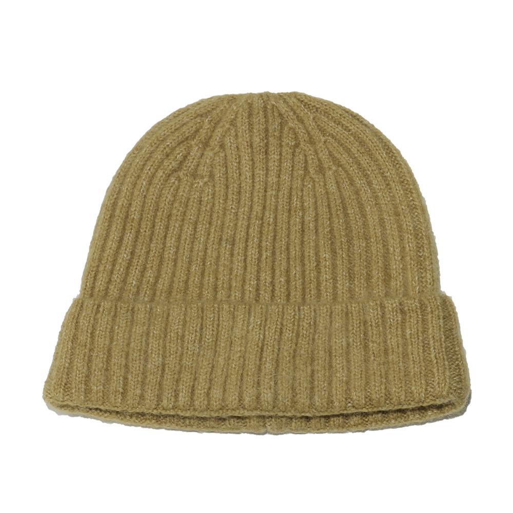 Wollmütze mit großem Kopfumfang, einfarbig, thermische Überziehmütze, Outdoor-Skimütze, Strickmütze für Damen