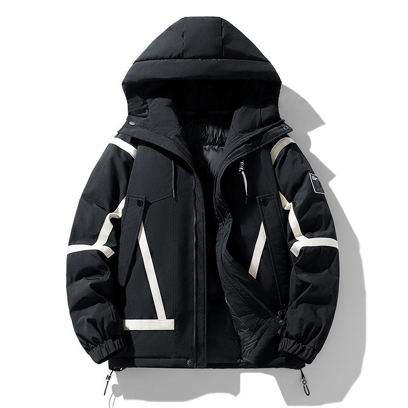 2025 winter men's new fashion down jacket loose casual outdoor windproof and warm cold-resistant hooded simple trendy cotton clothes