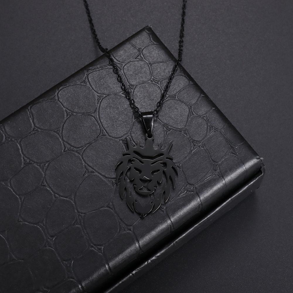 Stainless Steel Hollow Lion Head Pendant Necklace Hip-Hop Trend Domineering Street Style Versatile Accessory Wholesale