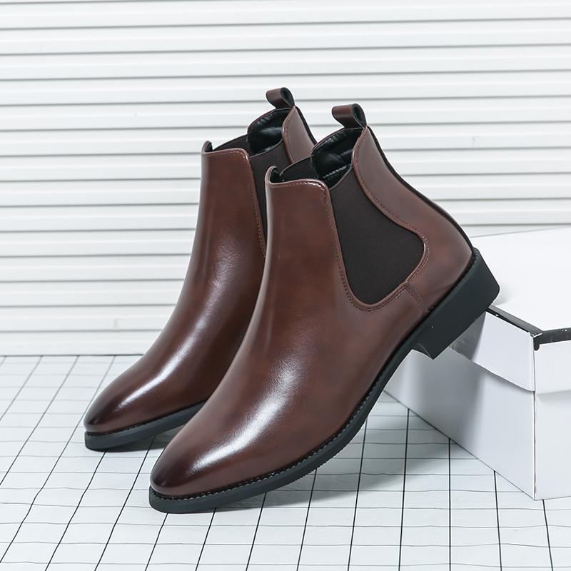 2026Fashion Shoes British Style Outdoor Shoes Men's Pointed Toe Boots High - Top Leather Casual Business Formal Office Footwear