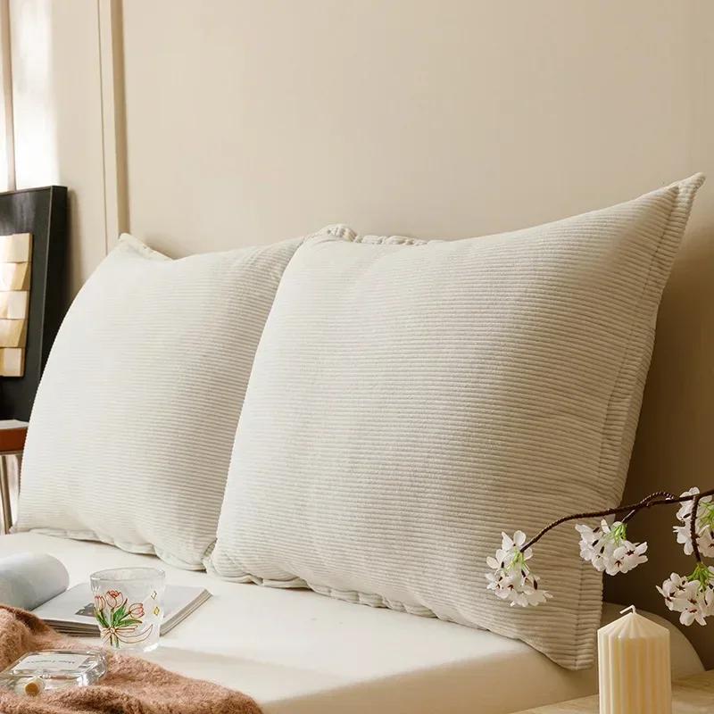 

Новый ретро вельветовый съемный и моющийся прикроватный мягкий мешок подушка татами большая спинка однотонная длинная подушка можно связать 100x18x60cm 1pcs