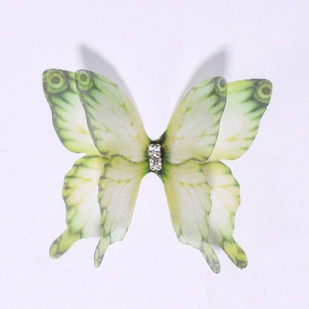 50Pcs 3D Organza Fabric Butterfly Appliques Colorful Double-layer Simulation Mesh Butterfly Patch Translucent