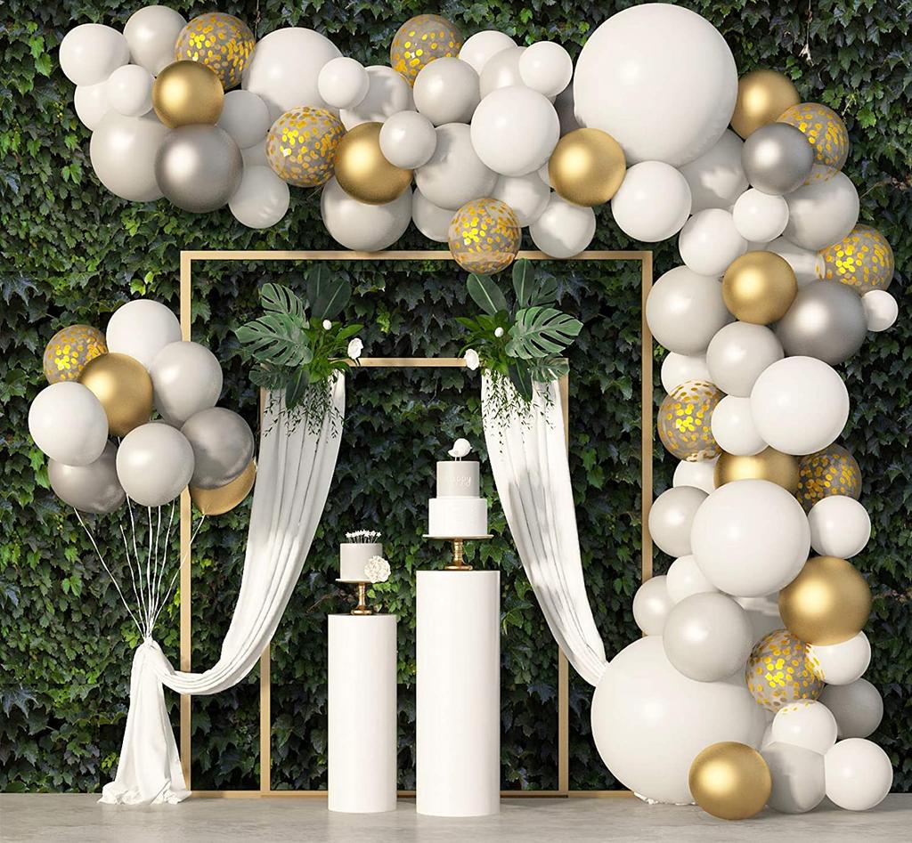 LEMON White Gold Balloon Garland Arch Kit Metallic Confetti Globos Wedding Baby Shower Birthday Party Decorations Supplies