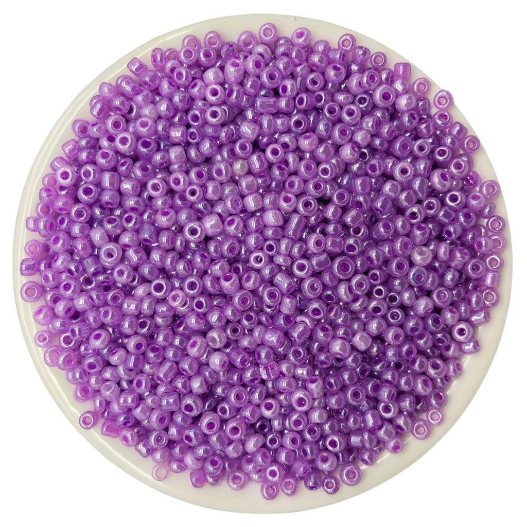 Solid Color 2/3/4mm Glass Seed Beads, Silver Lined, Dyed AB Cream, Round for Handmade Beading & Bracelets.