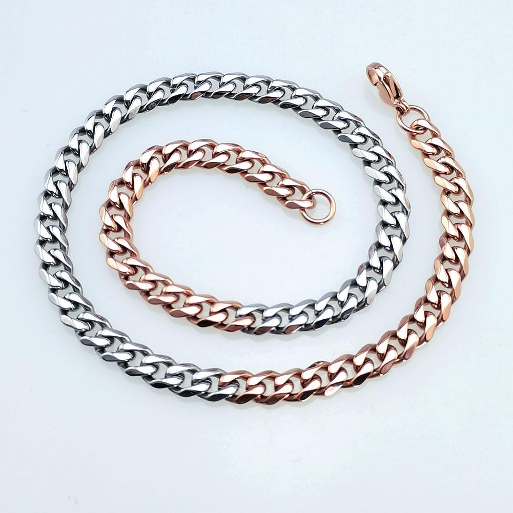 New 316L Stainless Steel Rose and Primary Colors Dual Hip Hop Necklace Jewelry