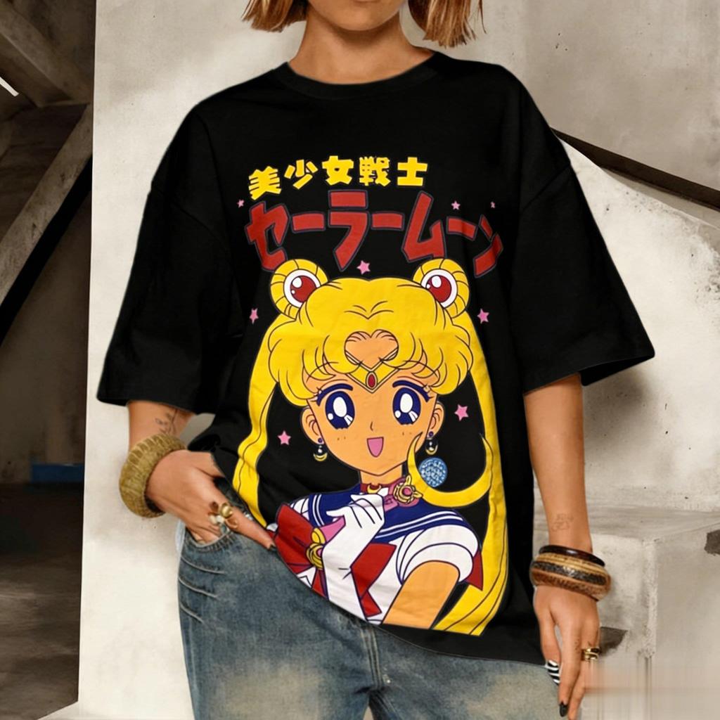 Dámské Unisex Tričko Sailor Moon Anime Japonská Kreslená Grafika Krátký Rukáv Vintage Ležérní Streetwear Letní Topy Y2k