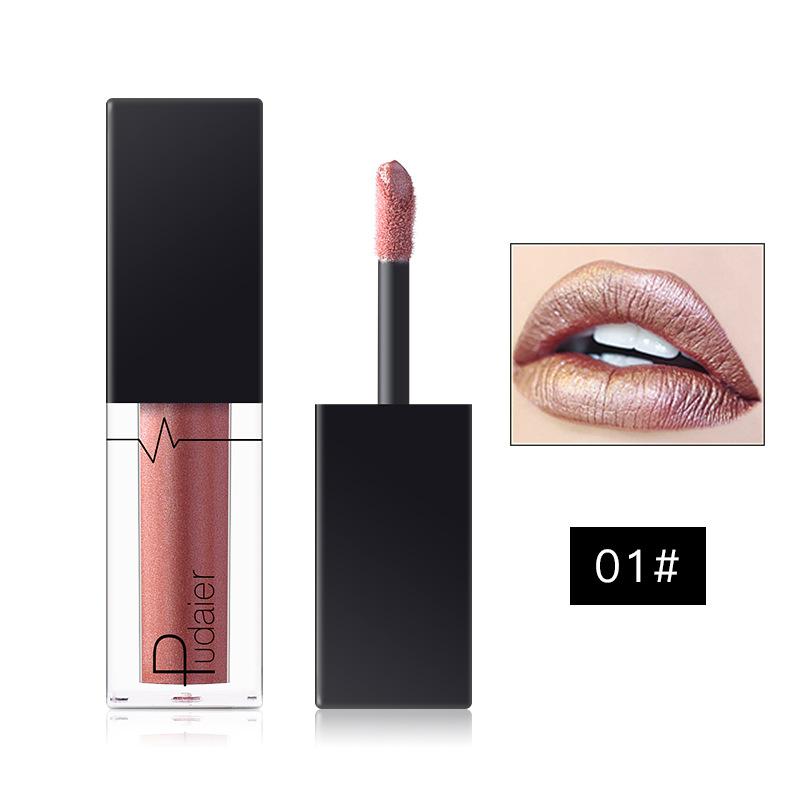 Gloss Labial Metálico Alto Brilho, Longa Duração, Fórmula Não Pegajosa, Batom Hidratante Brilho Labial Ideal para Festas, Encontros e Uso Diário