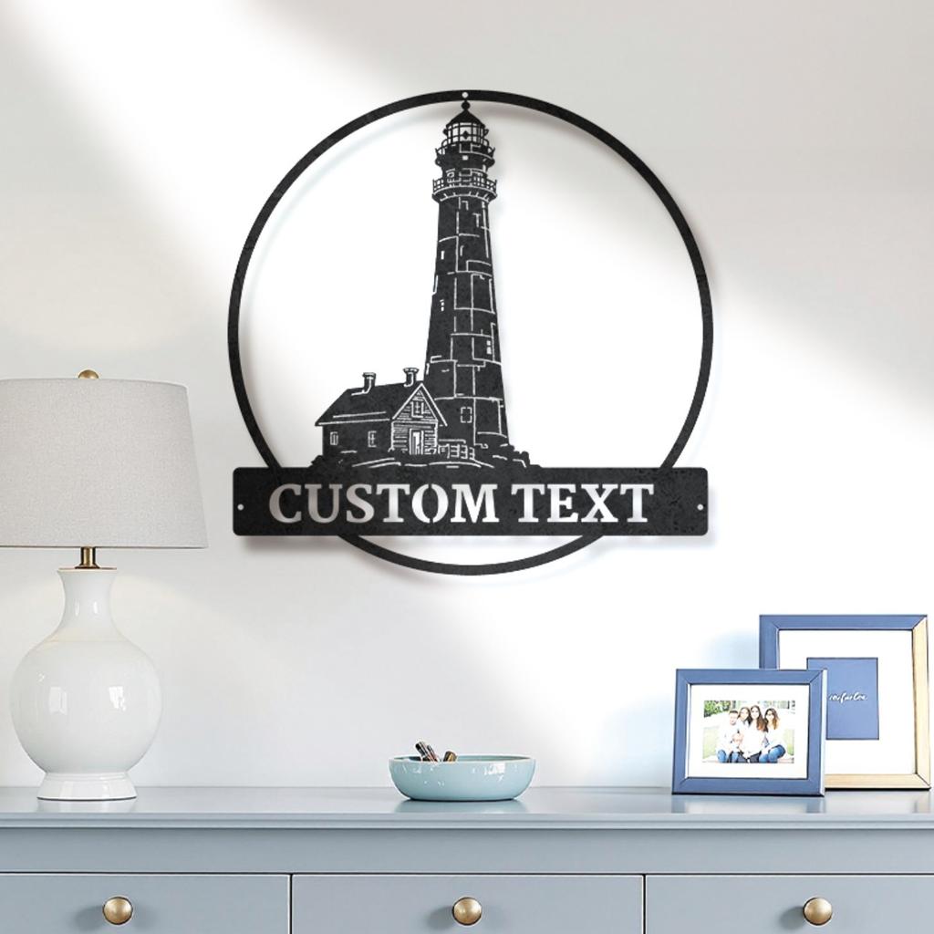 Customizable Lighthouse Metal Sign Nautical Wall Art for Indoor Outdoor Durable Rustic Decor
