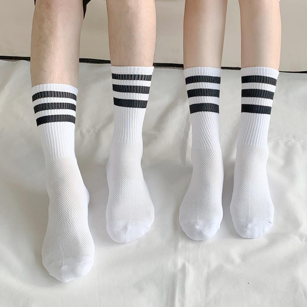 5 Pairs of Men's and Women's Double-cushion Mesh 3-line Long Socks