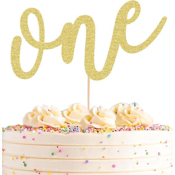 First Birthday Cake Topper - Red Glitter One Cake Decorating Supplies for Girls and Boys, Perfect for Baby Shower/Gender Revealing Party/Baby Party