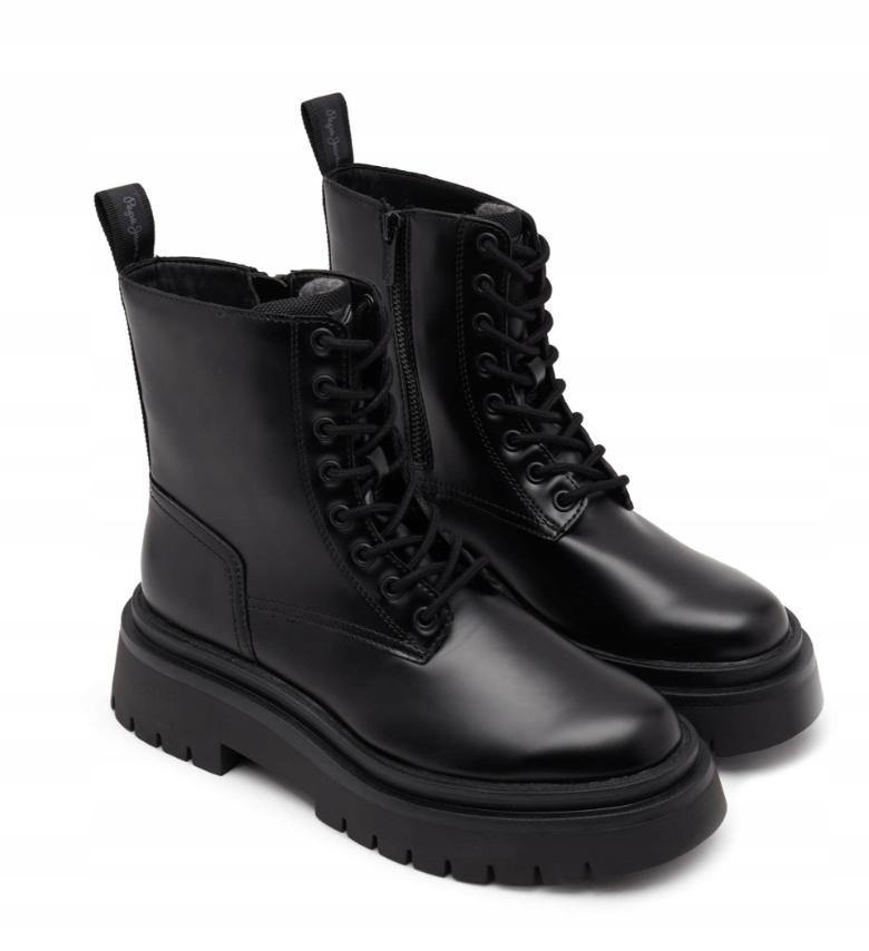 Pepe Jeans Queen Bass Damskie Buty Czarne Botki Sznurowane 39 Awe