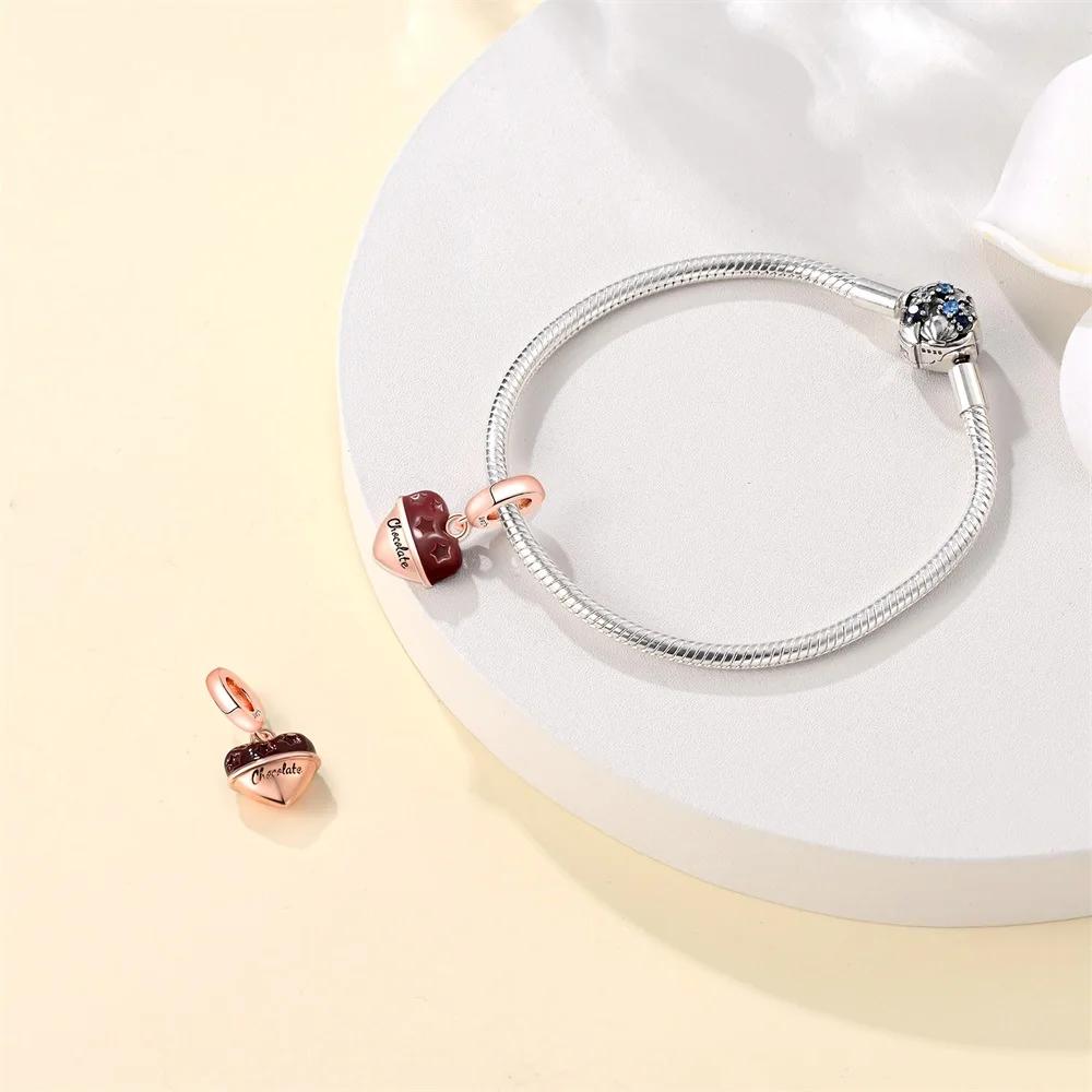 Copper Chocolate Lollipop Macaron Gourmet Charm Pendant Beads Fit Charm Original Bracelet For Women Jewelry Making