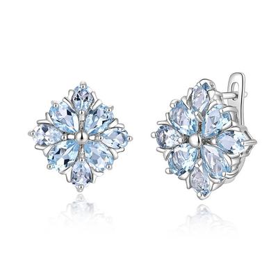 S925 gümüş tokalı küpe doğal Brezilya gök mavisi topaz değerli taşı Aralık Doğum Taşı kadınlar için Muhteşem Mücevher Hediyesi Düğün Yıldönümü hediyesi