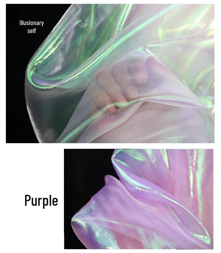 High-Density Iridescent Seven-Color Organza Fabric for Wedding and Stage Costumes