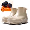 Women Glossy  Ankle Rain Boots Wedge Platform Thick Sole Waterproof Rubber Short Chelsea Style Rain Shoes