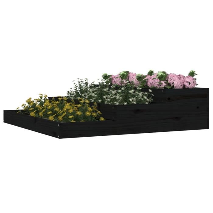 VidaXL Jardinière Noir 107x107x27 cm Bois massif de pin 823917