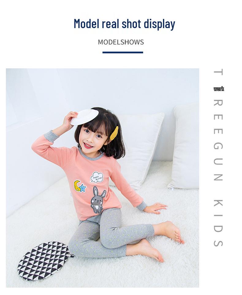 Children's Pure Cotton Pajamas - Autumn/Winter Thermal Set for Boys & Girls, Long Johns & Top, Warm Base Layer for Small & Medium Kids