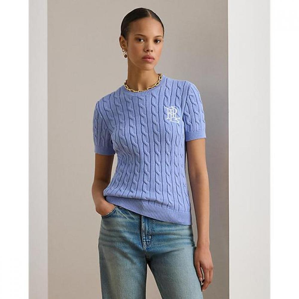 

Хлопковый джемпер с коротким рукавом и косами Lauren Ralph Lauren XS