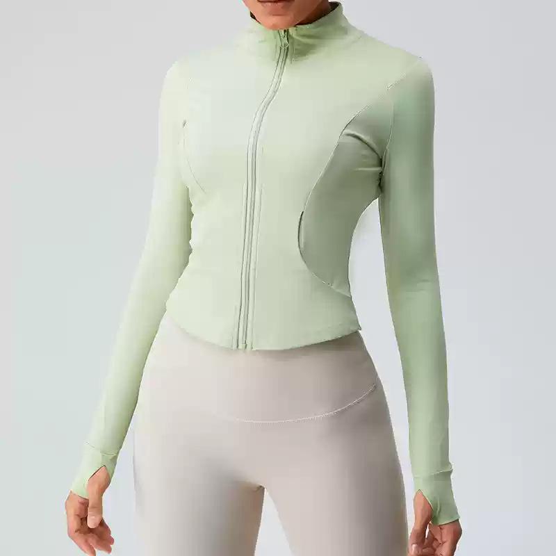Spring & Autumn Nude Zipper Yoga Jacket: Slimming Women's Fitness & Cycling Sportswear