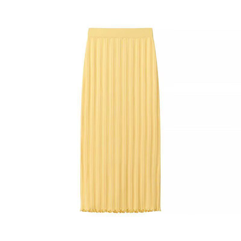 2025 Spring/Summer Slim-Fit Knitted Two-Piece Set with Elastic Waist Midi Skirt