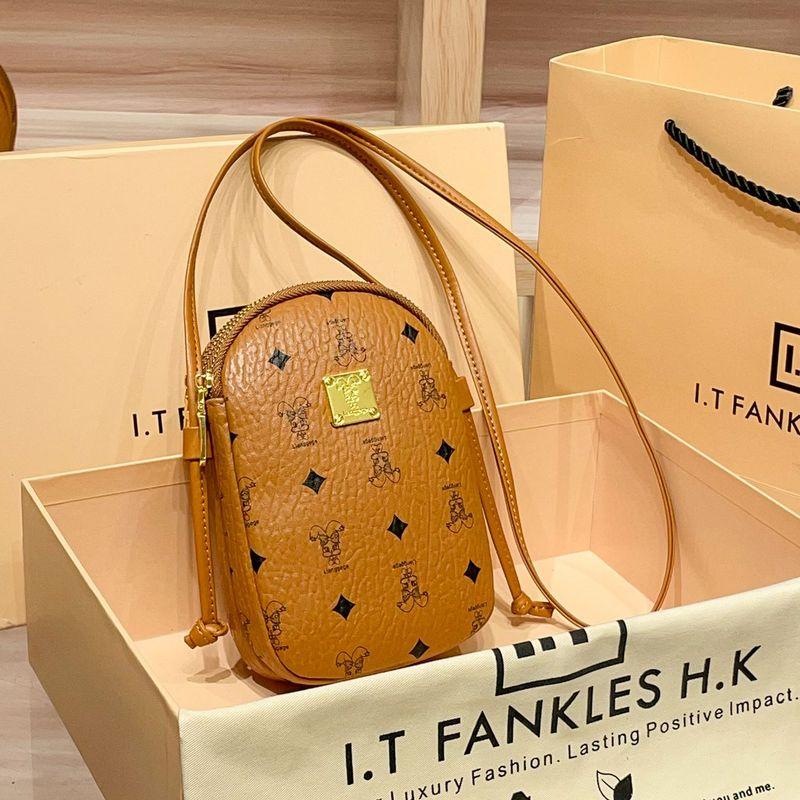 

Гонконгская сумка Женская из натуральной кожи На плечо Сумка для телефона 2025 Новое поступление Модная Популярная Сумка-мессенджер Phinny Rabbit Brown(Gift Box Suit)