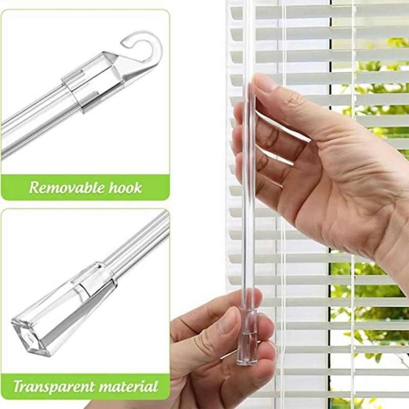 Set of 10 Blind Rod with Hook and Grip Replacement Parts- for Home Household Clear Arcylic Blind Opener 15inch Long