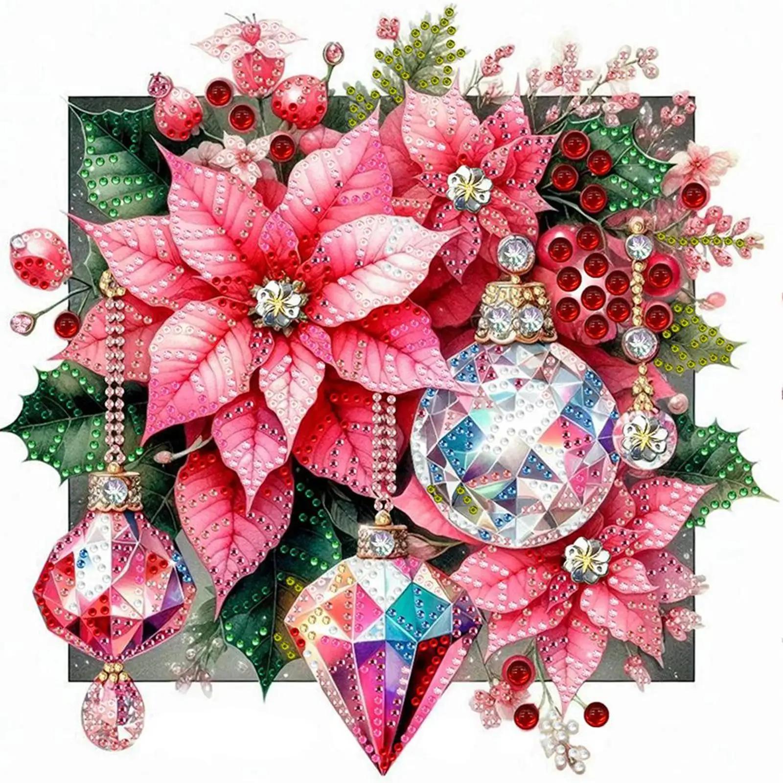 

Набор для алмазной вышивки 5D DIY с частичной выкладкой специальными стразами, Рождественский цветочный декор