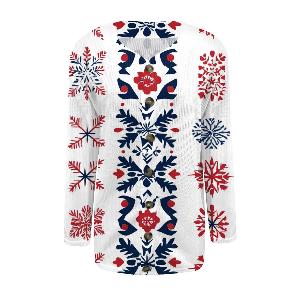 Chaqueta de punto con botones y manga larga con estampado de moda para mujer