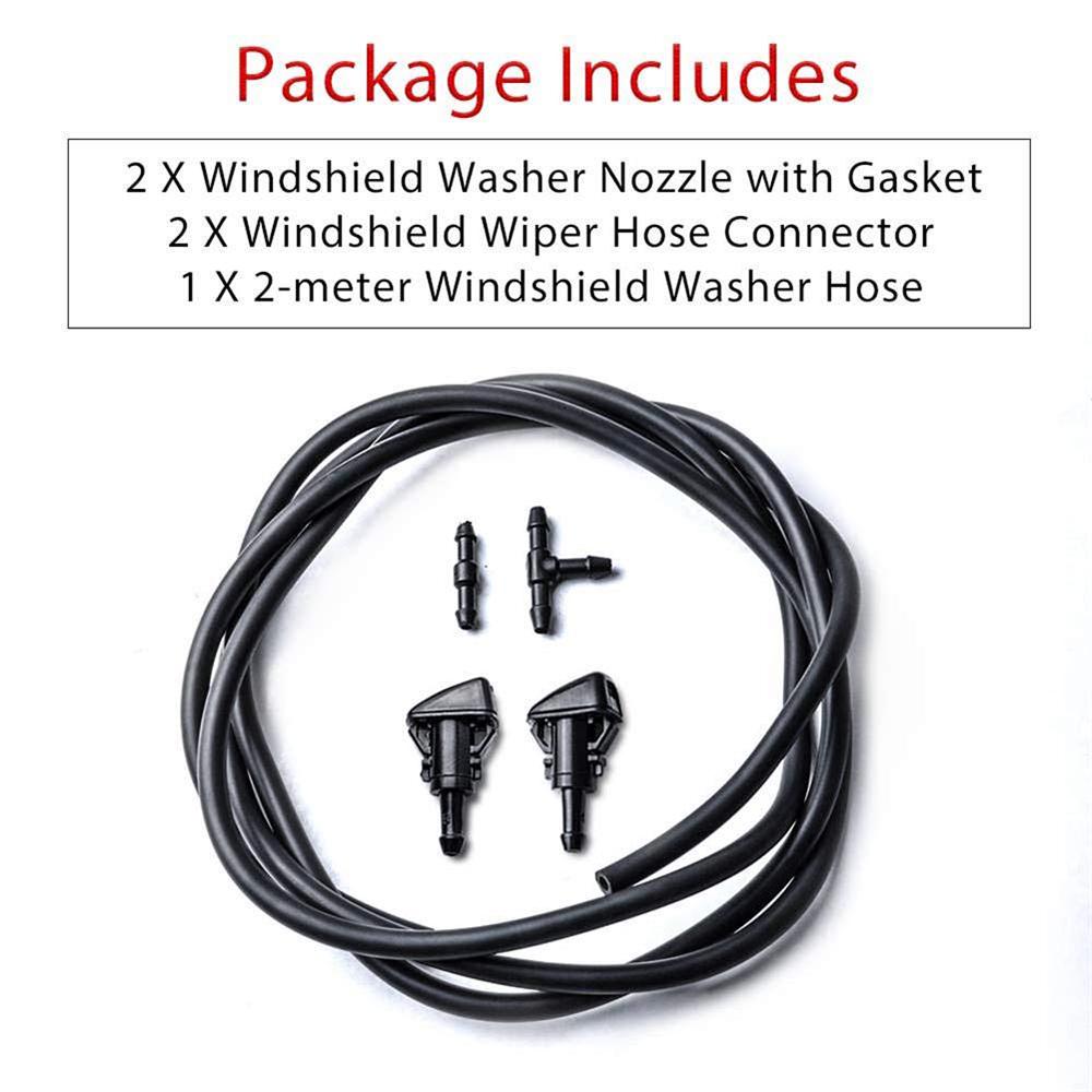 Windshield Washer Nozzles Kit for Chrysler / Dodge / Jeep / Ram 2 Meters Fluid Hose with 2 Pcs