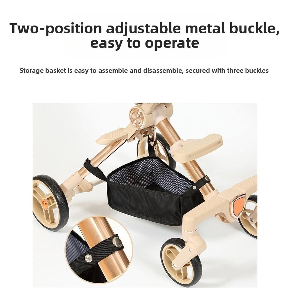 Oxford Cloth Baby Stroller Basket Water-proof Large Capacity Stroller Storage Bag Easy To Install Hard Board