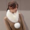 Thickened Winter Scarf Solid Color Faux Fox Fur Collar Neck Warmer Scarf  Cold Weather Accessories