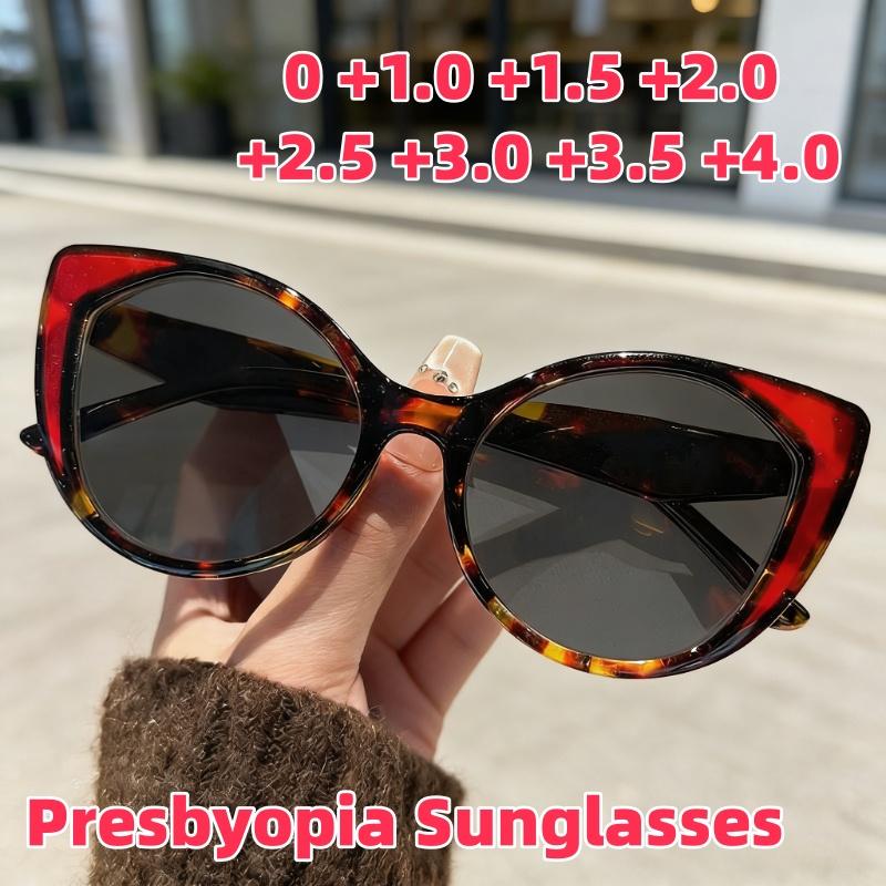 New Stylish Two-Tone Anti-Blue Light Gray-Tinted Presbyopia Sunglasses UV-Protective Reading Glasses with Plus Diopter 0 To +4.0