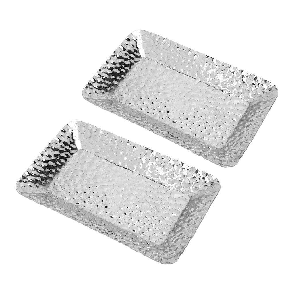 2PCS Stainless Steel Towel Tray Rectangular Serving Tray Decorative Vanity Platter Tray Kitchen Bath