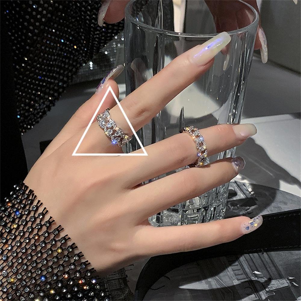 ins wind love zircon ring female flash diamond open index finger ring wholesale