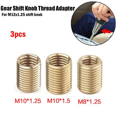 3pcs M10*1.25, M10*1.5, M8*1.25 Gear Shift Knob Thread Adapters Aluminum Alloy Shifter Knob Head Thread Screw
