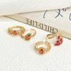 Medieval Hollow Lace Retro Gold Open Ring Colored Treasure Red Zircon Light Luxury Index Finger Ring
