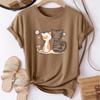 Fashion Women Cute Couple Cat Print T Shirt Funny Casual O-neck Short Sleeves T-shirt Summer Female Tee Shirt