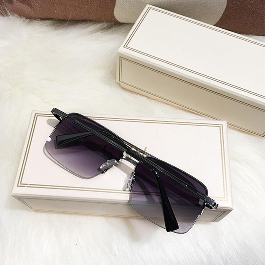 Brown Half-frame Sunglasses for Men Driving Special Anti-ultraviolet Square Sunglasses Trend Personalized Glasses Women's