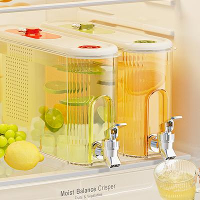 4L Plastic Cold Water Bucket With Faucet Large Capacity Tea Juice Beverage Dispenser Outdoor Cold Water Kettle Fridge Water Jug