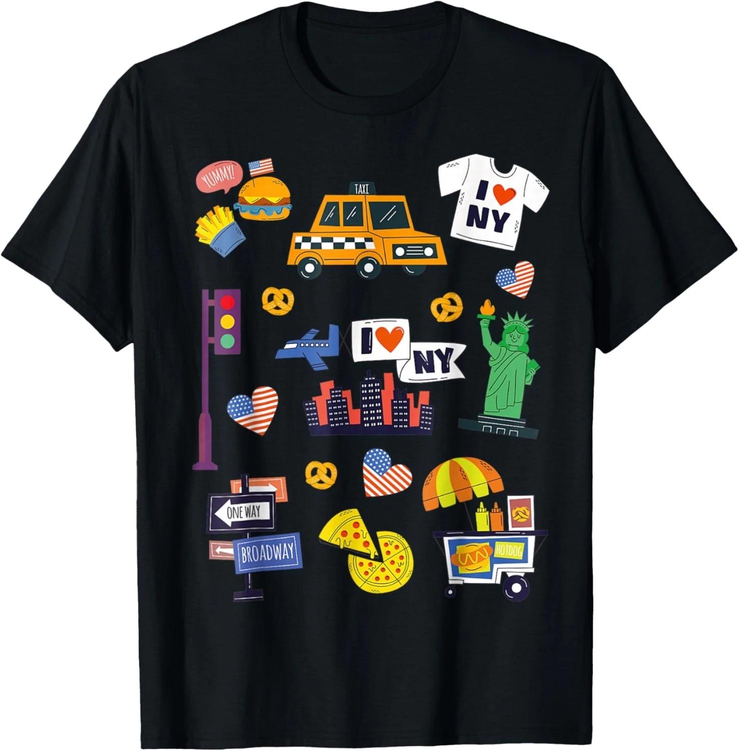 

New York City Souvenir NY Icons Toddlers Kids Boys Girls T- Shirt 4XL