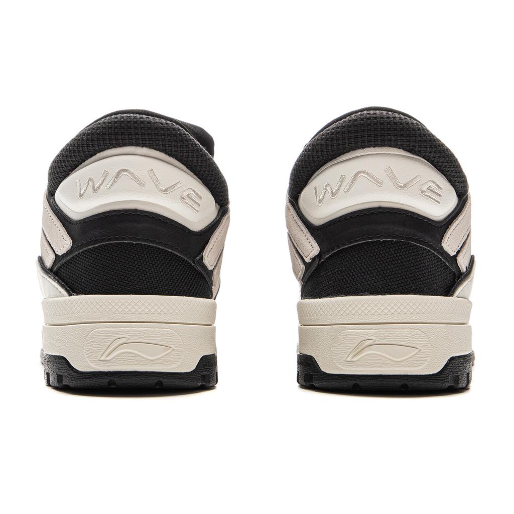 Li Ning Wave MID FLEECE Thermal Slip Resistant And Abrasion Resistant Mid top Skateboard Shoes Women's Black White AGCU160-2