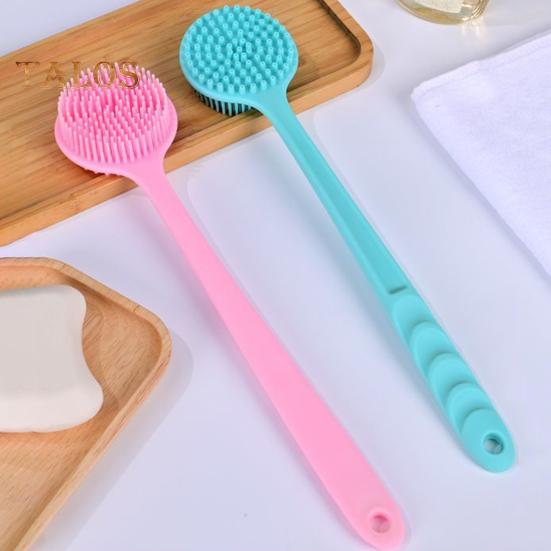 Lazy Duschbürste, langer Griff, Silikon-Rückenschrubber, doppelseitiger Bürstenkopf, Peeling-Massagebürste, Badezubehör