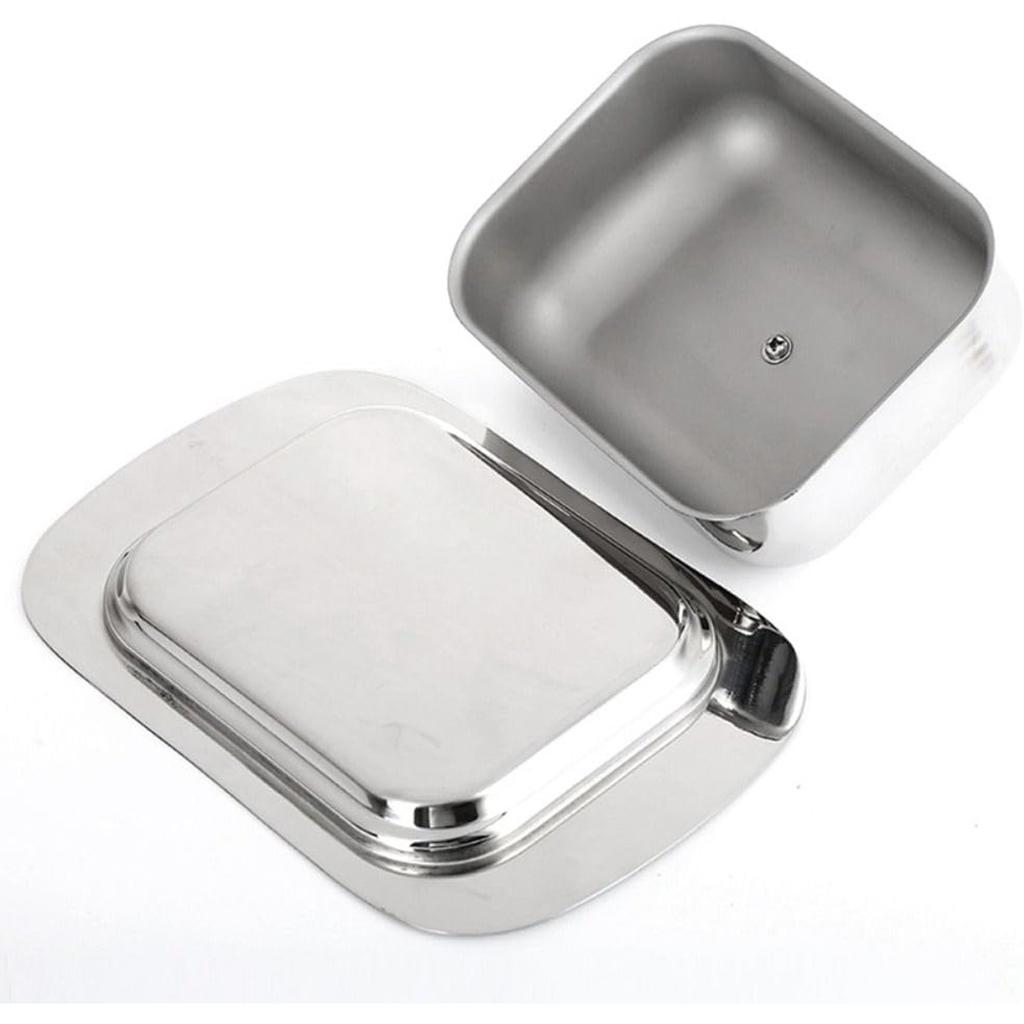 1PC Stainless Steel Butter Dish with Lid Handle Cover Design, Solid Cheese/Butter Container with Cover, Dessert Cheese Bread Box