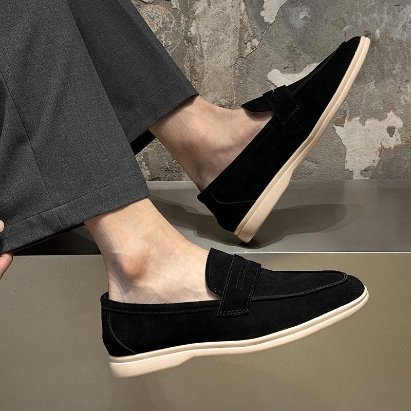 Boken Loafers Suede Handmade Casual Men's Casual Lazy One-pedal Galoshes Work Shoes 8225-J