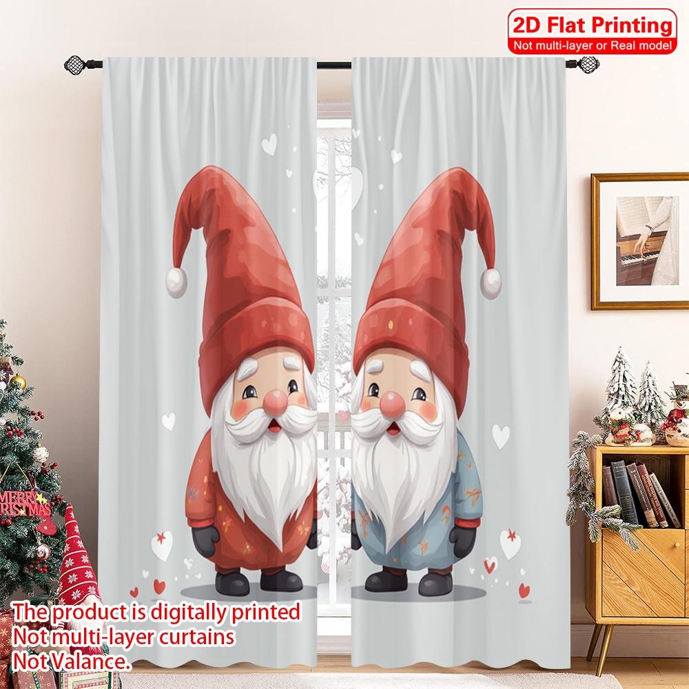 

2 шт. 2D плоская печать Рождественские шторы Милая пара рождественских гномов Полиэстер Без электричества Семейная вечеринка Идеально для 52.50×116.00 CM 2pcs