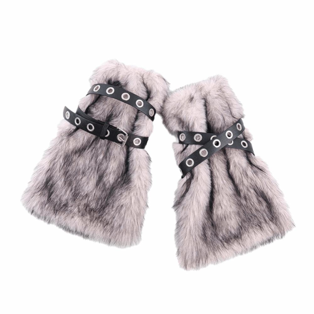 Y2K Faux Fur Leg Warmers Super Soft Fuzzy Boot Cuffs Fashion Faux Furry Belt Halloween Party