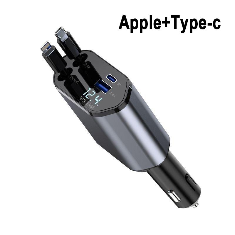 

Универсальное автомобильное зарядное устройство 120 Вт Супербыстрая зарядка Выдвижной адаптер-разветвитель 4 в 1 Прикуриватель для Apple 15 Huawei Xiaomi