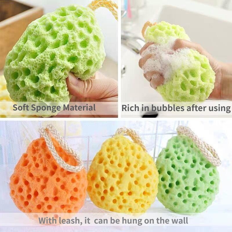 Soft Honeycomb Shower Sponge Ball Water Expandable Foaming Body Exfoliator Cleansing Bath Ball Hanging Design Bathroom Gadget