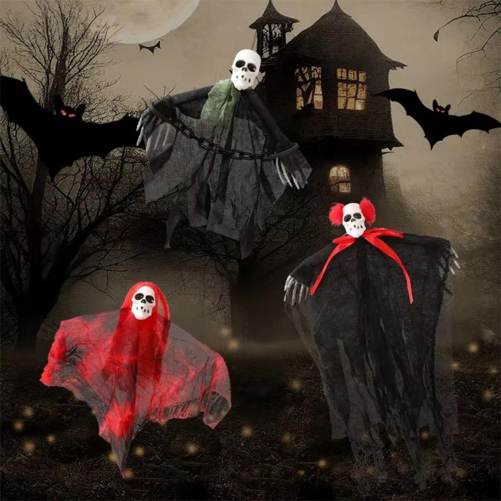 Flying Skull Ghost Pendants Scary Halloween Decoration Hanging Ghost Ghosts Ornaments  Garden