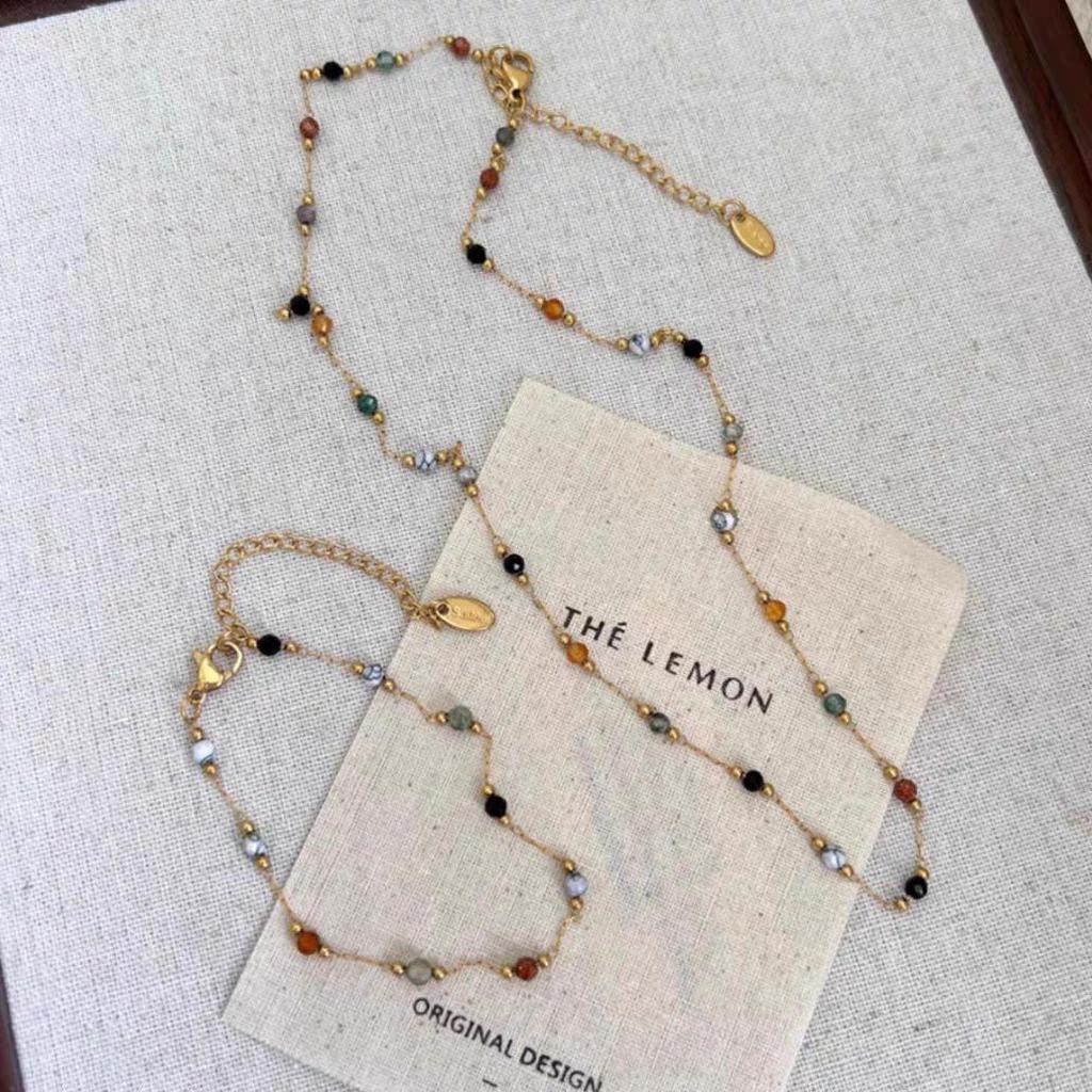 Kleurrijke Natuursteen Patchwork Ketting voor Dames - Elegante, Modieuze, Veelzijdige Sleutelbeenketting